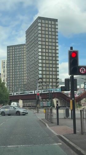 Manchester-Salford urban corridor: traffic, trams, and towers