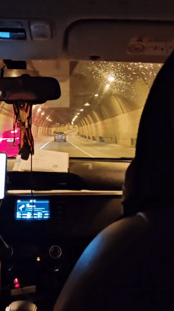 Back-seat view through a Moscow tunnel