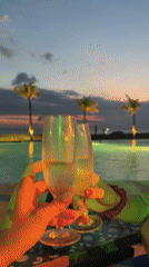 Poolside celebration with champagne and seafood in North Kuta