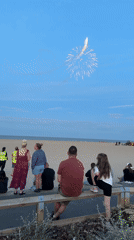 Fireworks and aerobatics light up Great Yarmouth beach at dusk
