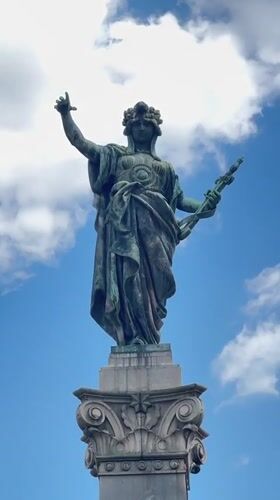 Bronze classical statue in Ruse, Bulgaria, shot from multiple angles