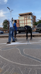 Youth roller skate tricks on street ramp in Jos