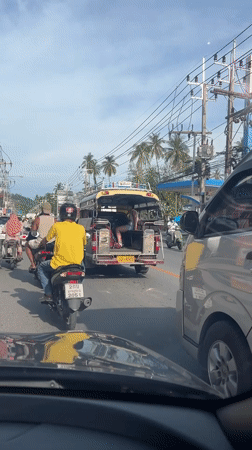 Morning traffic observed on busy Thai road