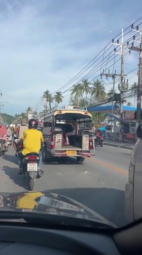 Morning traffic observed on busy Thai road