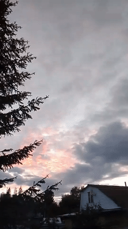 Sunset captured over residential neighborhood in 1-Go Maya, Russia