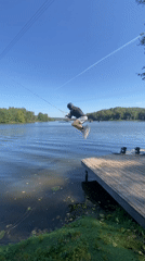 Wakeboarding on a Belarus lake, gear and all