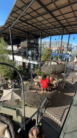 Morning at modern mountain establishment in Kintamani