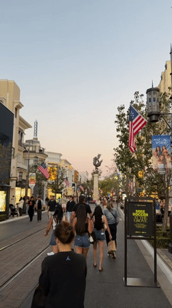 Evening out at The Grove, LA's busy outdoor mall