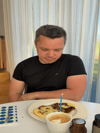 Man celebrates quiet birthday morning in Gangloff, Germany