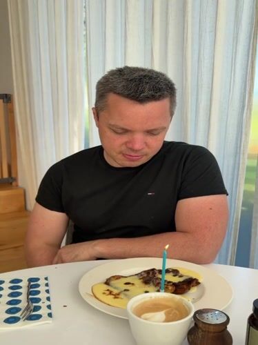 Man celebrates quiet birthday morning in Gangloff, Germany
