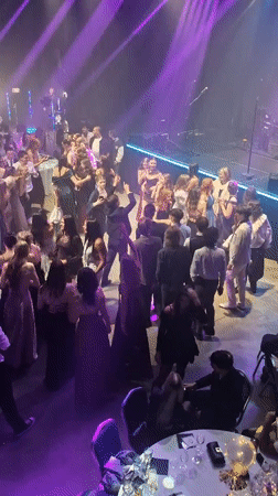 Formal party night: countdown, dancing, and a live band