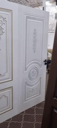 Inside a door and flooring showroom in Bokhtar, Tajikistan