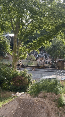 Outdoor concert or public event underway in Villeurbanne