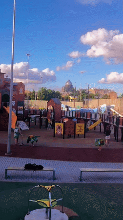 Children enjoy sunny afternoon at Riga recreational park facilities