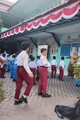 School assembly and group exercises at MTsN Lhokseumawe, Indonesia