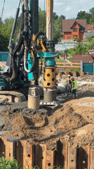 Construction drilling operations documented in Dmitrov, Russia