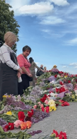 Flower tributes laid at Kyiv war memorial