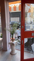 Street activity recorded near London flower shop and corner