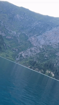 On a glacial lake in the Kyrgyz mountains, mid-June