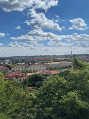 Morning documentation of Prague's rooftops and historic architecture