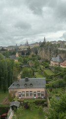 Aerial view captures Luxembourg City's green landscape and architecture