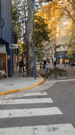 Pedestrians observed on Buenos Aires street corner during sunny evening