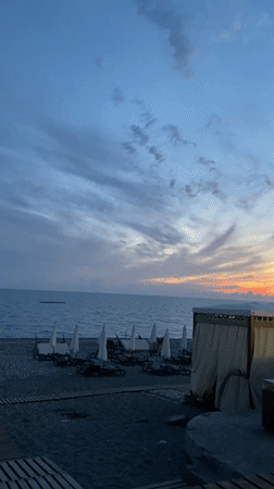 Sunset dining and fresh strawberries at Sochi beach