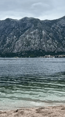 Overcast morning documented at Bay of Kotor beach in Montenegro