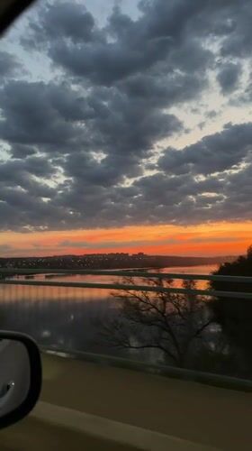 Dramatic sunset captured over Kamyshin bridge, Russia