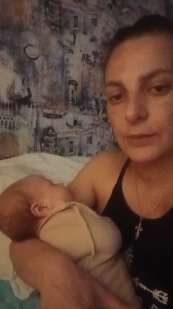 Mother and baby domestic moments documented in Andreyevo, Russia