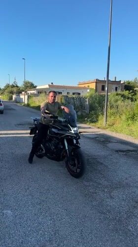 Motorcyclist spotted on street in Aprilia, Italy