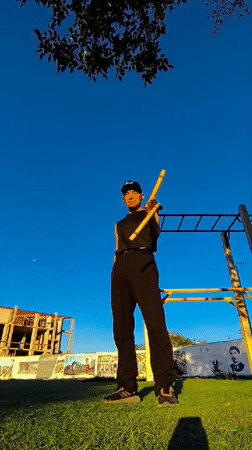 Nunchuck and jump rope training in a Karaganda park