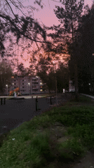 Colorful sunset documented across residential Dmitrov, Russia