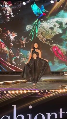 Woman performs on stage in Kemer, Turkey