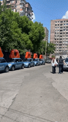 Decorated Mini Coopers with heart sculptures spotted in Yerevan