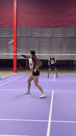 Badminton practice session on indoor court in Ko Samui