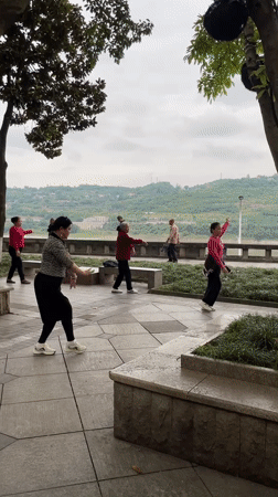 Morning community activities captured across Jiangjin public spaces