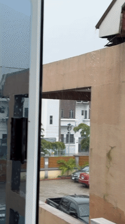 Heavy rainstorm hits Igboefon, Nigeria during morning hours