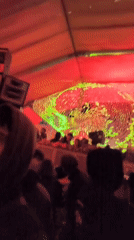 Music event features colorful lighting display in Varna tent venue