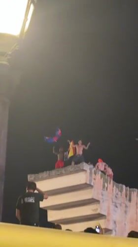 Barcelona erupts in late-night celebrations behind Spanish flag