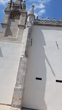 Setúbal's historic Church of Jesus and surroundings on a sunny afternoon
