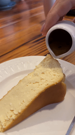 Early morning cheesecake service documented at Nha Trang cafe
