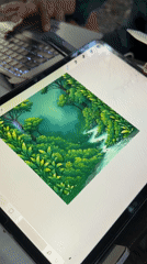 Digital artists collaborate on forest illustration in Banda Aceh restaurant