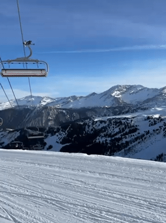 Morning ski conditions captured at Courchevel resort