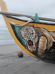 Ordinary fishing day documented on Indonesian beach amid overcast skies