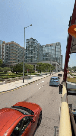 Early morning tour bus journey captures Macau landmarks
