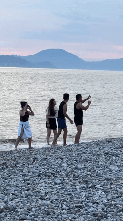Beachgoers enjoy afternoon leisure time in Fethiye, Turkey
