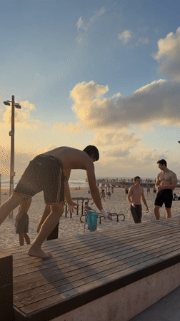 Sunset hangout at the Bat Yam beachfront promenade