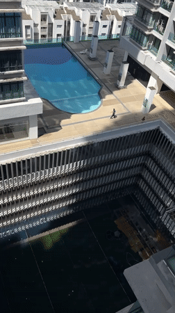 Aerial footage captures Kuala Lumpur residential complex basketball court