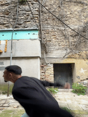 Man smoking captured in alleyway photos in Shumen Bulgaria